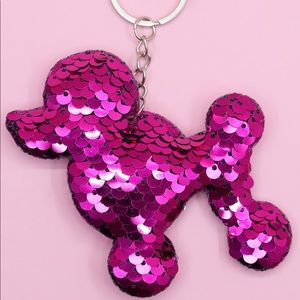Sequin French Poodle Dog Decor Keychain